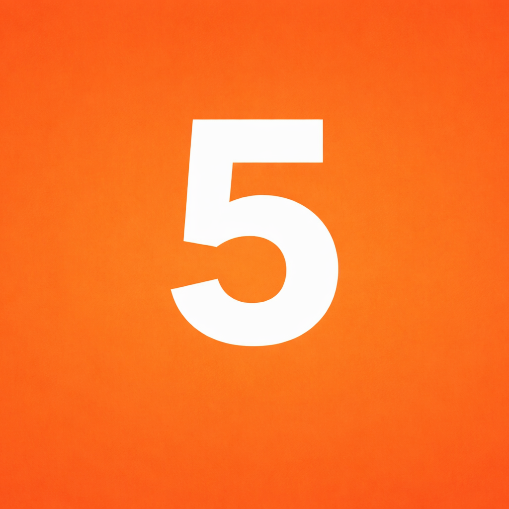 White number '5' on an orange gradient background