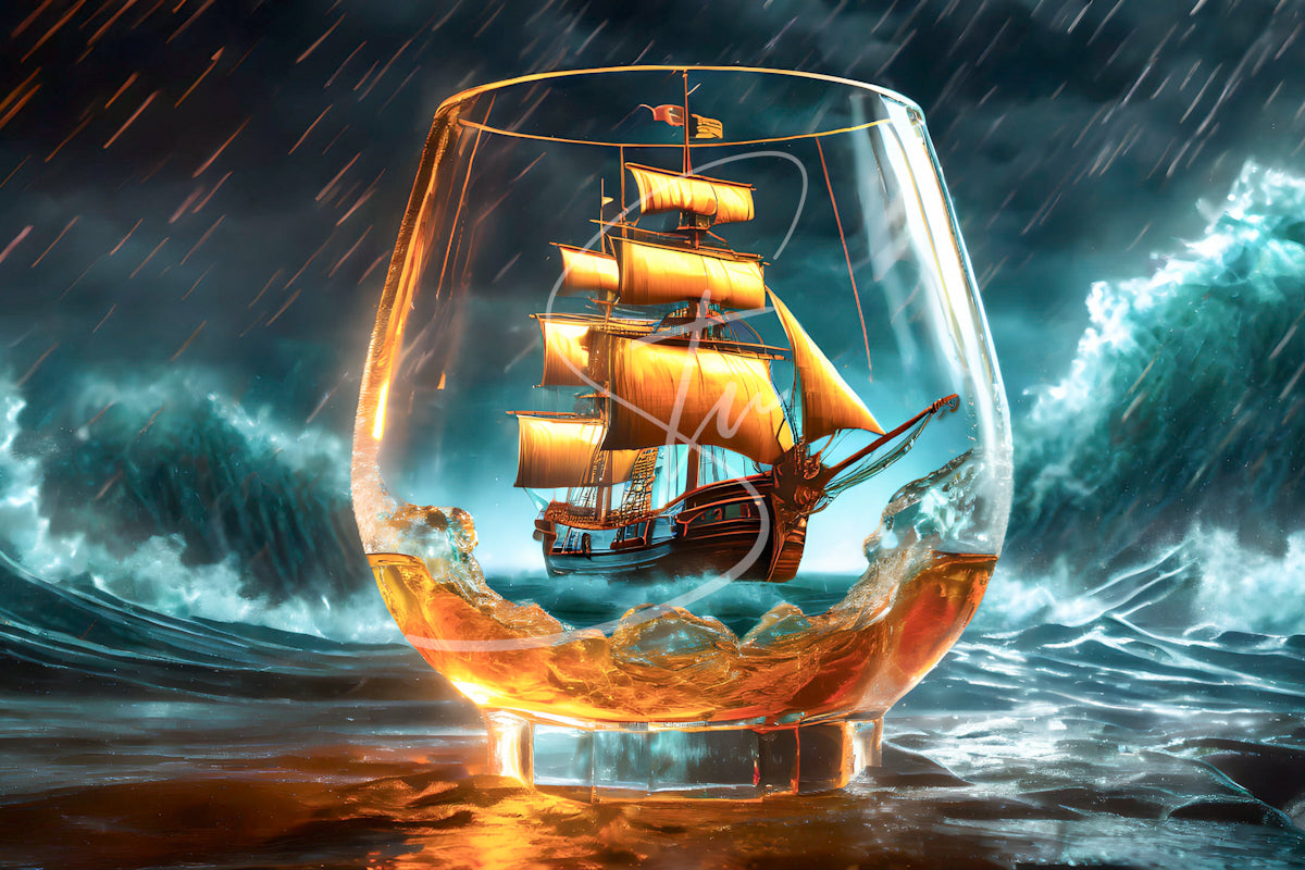 Sailing Ship in a Whisky Glass